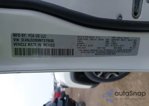 2021 Jeep Compass Trailhawk 4X4 из США, поврежденный, VIN 3C4NJDDB9MT579505